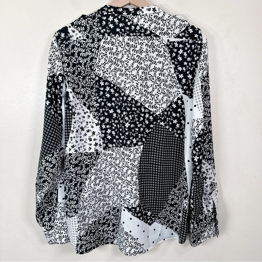 Calvin Klein Womens Size Xlarge Patchwork Print Over Button Relaxed Shirt - Picture 13 of 13